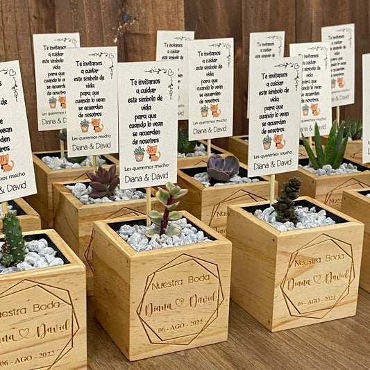 Recuerdo Maceta de Madera Tallada