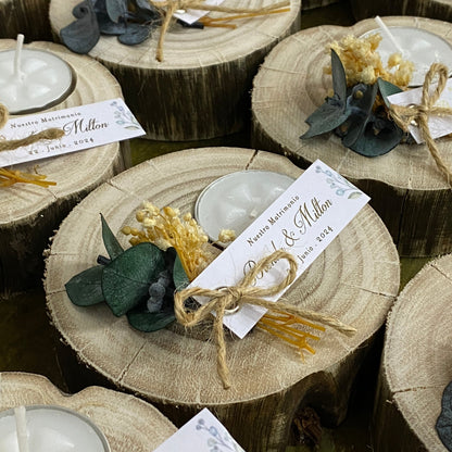 VELA EN TRONCO DE MADERA
