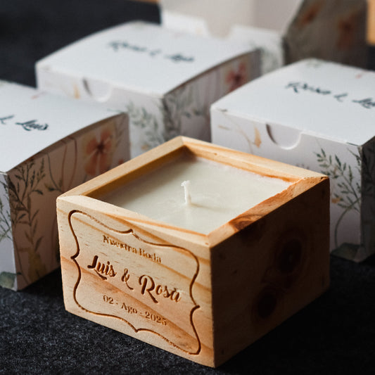 Recuerdo Vela en Caja de Madera