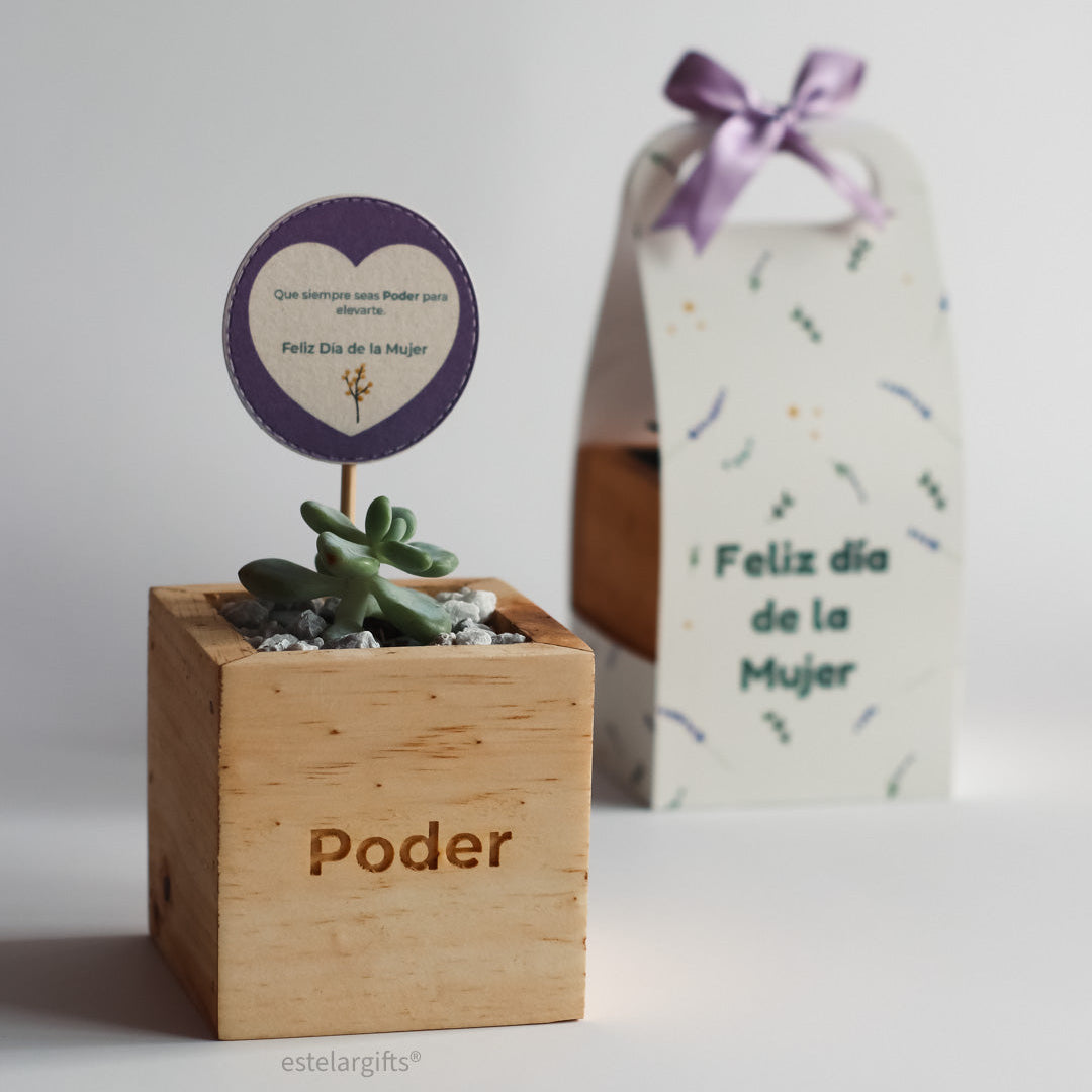 Regalo Maceta de Madera Tallada Mujer