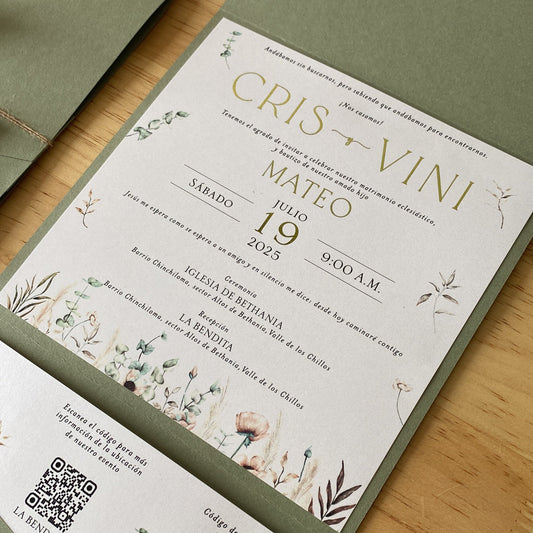 Invitación de boda con flores – El Perro Lunar Quito
